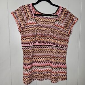 Requirements Women's XL Short Sleeve Top Multicolor Shirt 100% Polyester